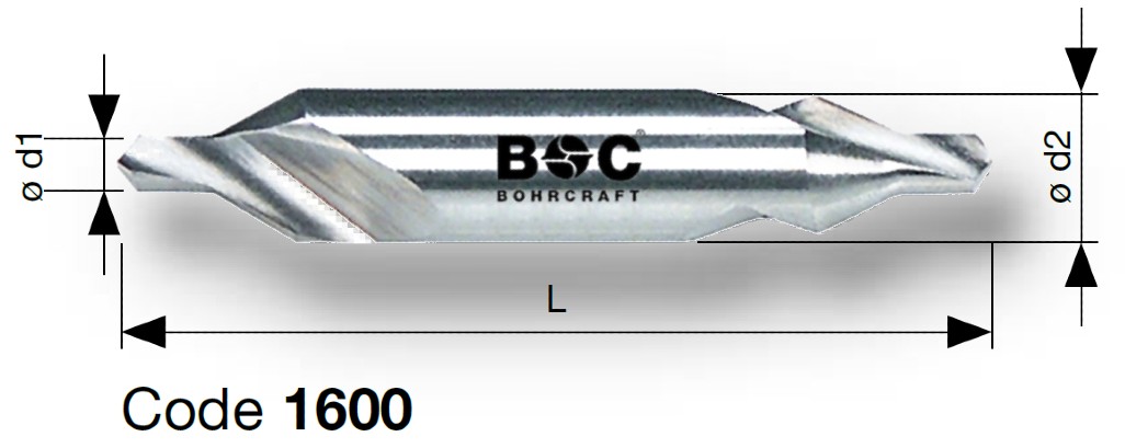 Mũi khoan định tâm Bohrcraft 1600 HSS-G 60 độ DIN 333 A